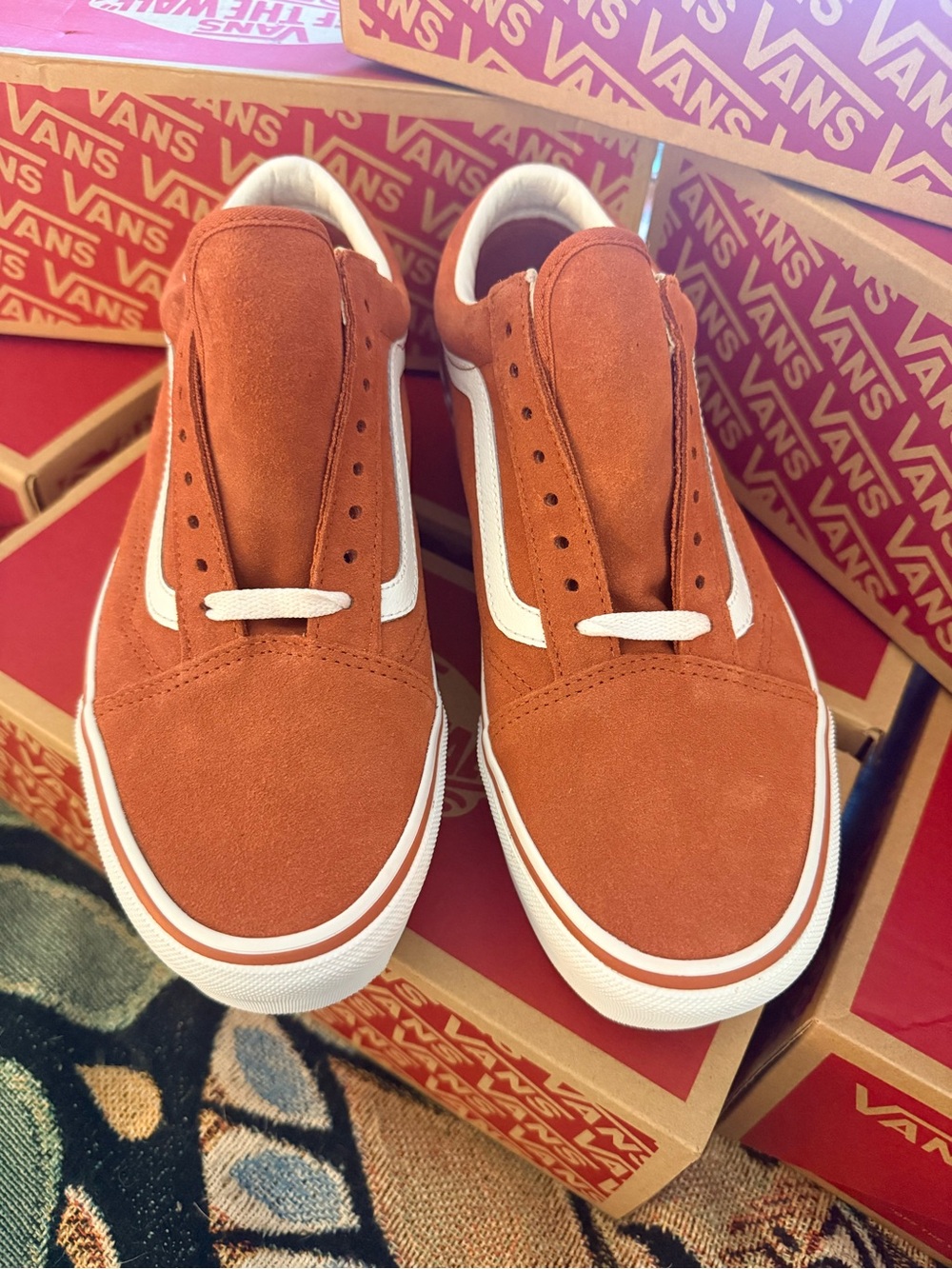 BRAND NEW Vans Old Skool Platform Stackform Sneakers Rust/White Women 9.5/Men 8